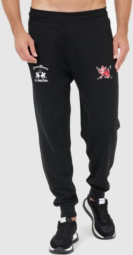 Czarne spodnie La Martina z dresówki w sportowym stylu