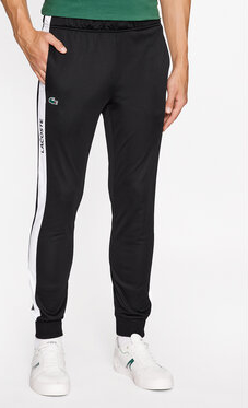 Czarne spodnie Lacoste z dresówki w sportowym stylu
