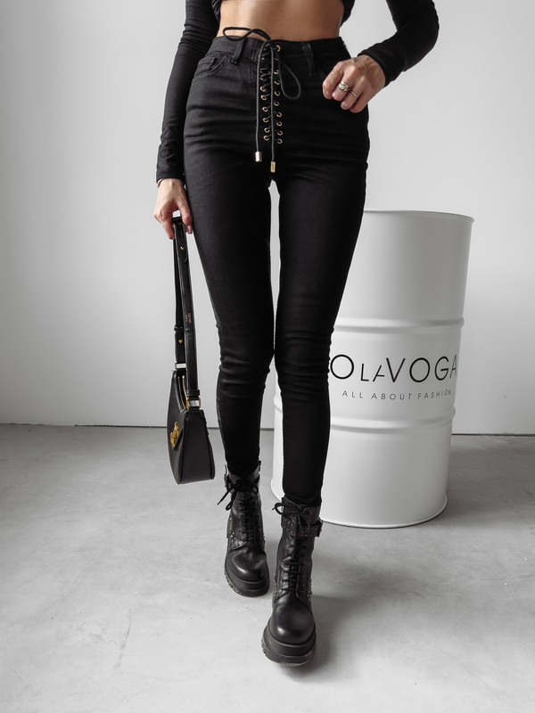Czarne spodnie O'la Voga w stylu casual