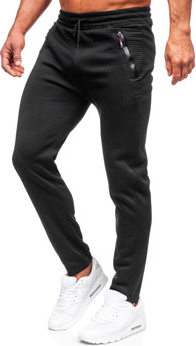 Czarne spodnie sportowe Denley w sportowym stylu z bawełny