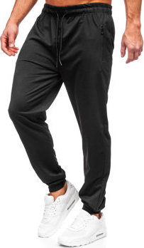 Czarne spodnie sportowe Denley z bawełny w sportowym stylu