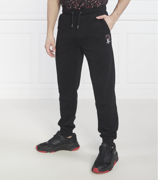 Czarne spodnie sportowe Karl Lagerfeld z bawełny