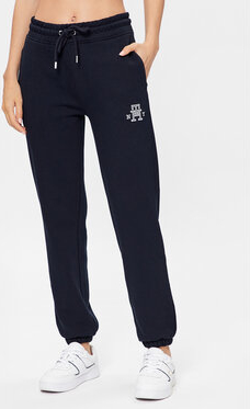 Czarne spodnie sportowe Tommy Hilfiger w sportowym stylu z dresówki