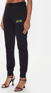 Czarne spodnie sportowe Versace Jeans z dresówki w stylu casual