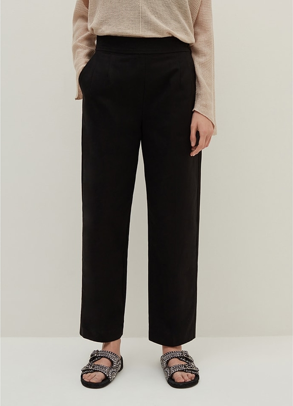 Czarne spodnie Stefanel w stylu retro z bawełny