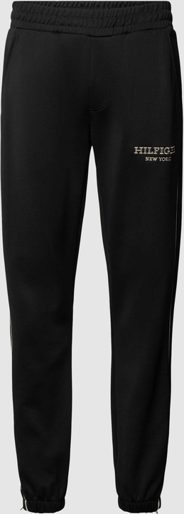 Czarne spodnie Tommy Hilfiger w sportowym stylu z dresówki