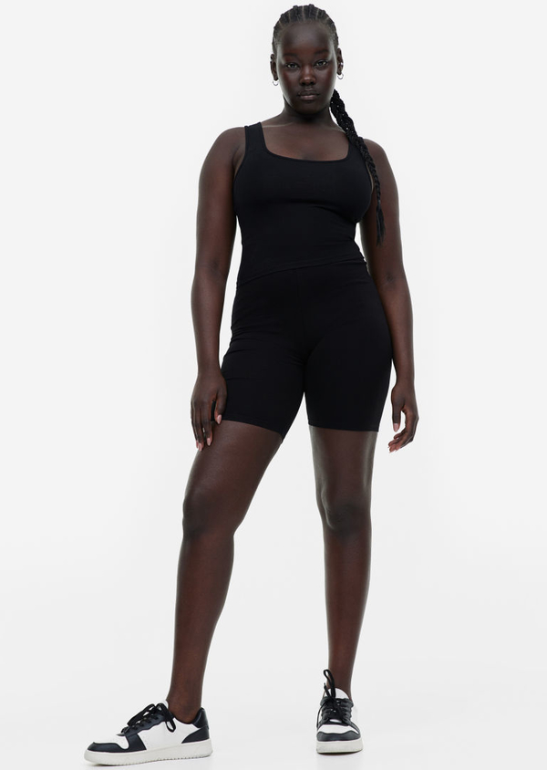 Czarne szorty H & M w sportowym stylu z dżerseju