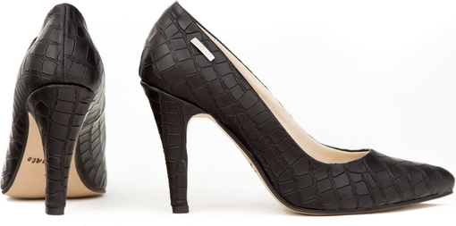 Czarne szpilki Zapato ze skóry w stylu klasycznym na szpilce