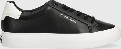 Czarne trampki Calvin Klein z płaską podeszwą sznurowane