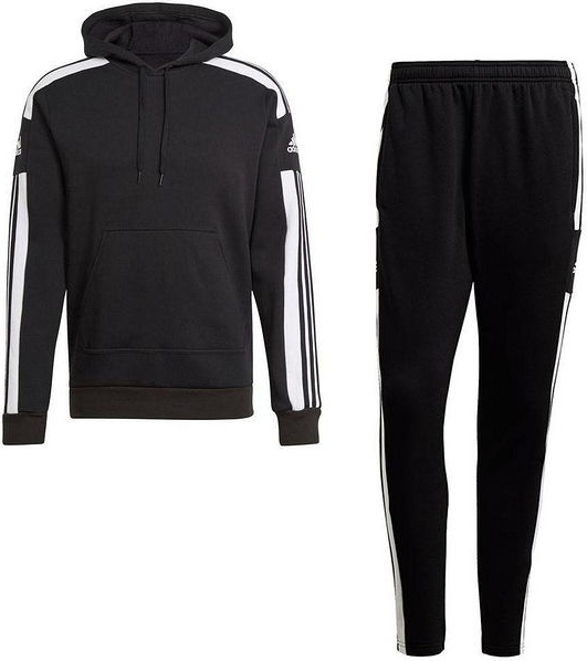 Czarny dres Adidas w sportowym stylu z tkaniny