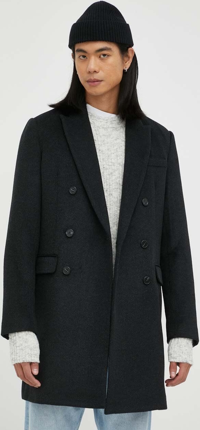 Czarny płaszcz Bruuns Bazaar w stylu casual bez kaptura