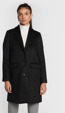 Czarny płaszcz Bruuns Bazaar z wełny bez kaptura w stylu casual