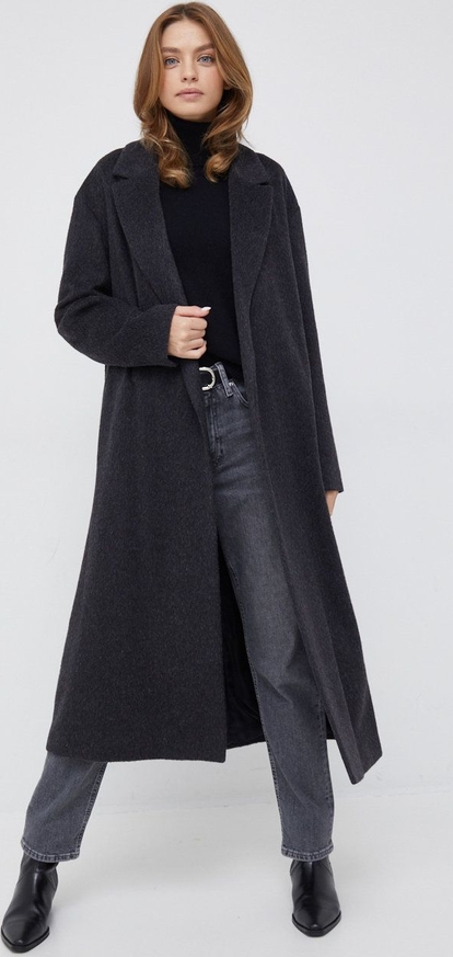 Czarny płaszcz Calvin Klein bez kaptura przejściowa