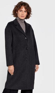 Czarny płaszcz Calvin Klein bez kaptura z wełny