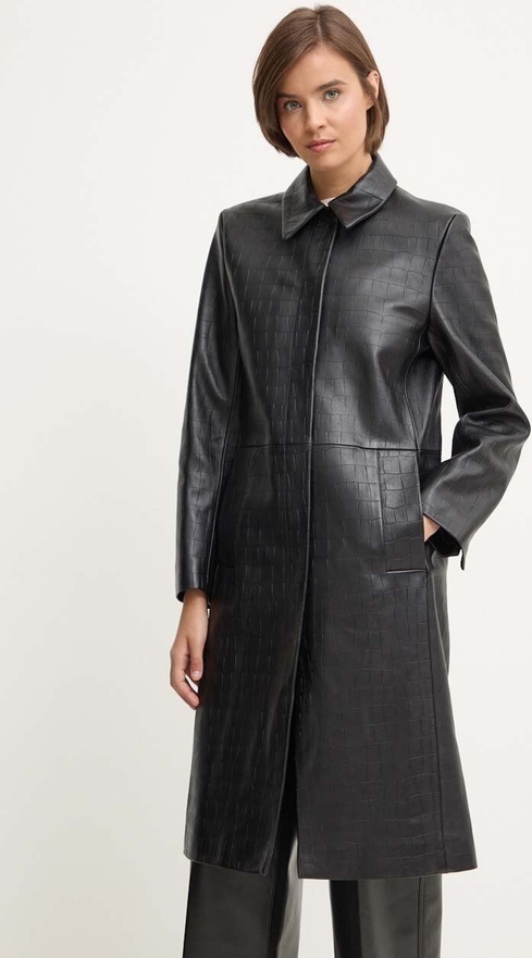 Czarny płaszcz Calvin Klein w stylu casual przejściowa bez kaptura