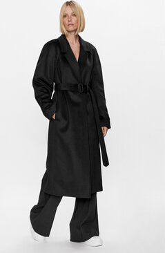 Czarny płaszcz Calvin Klein z wełny
