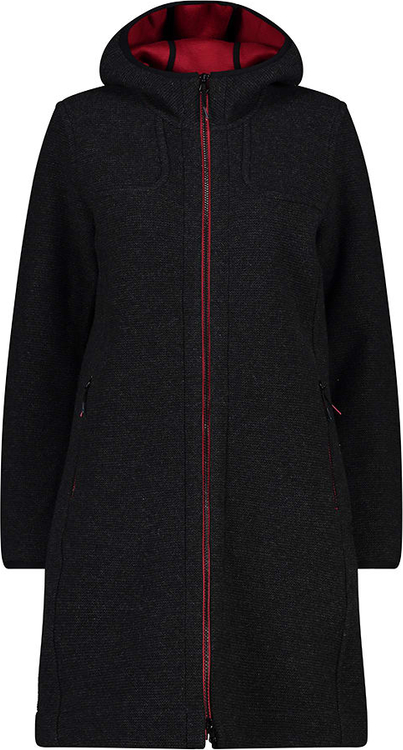 Czarny płaszcz CMP w stylu casual oversize z kapturem