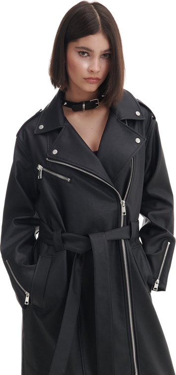 Czarny płaszcz Cropp w stylu casual przejściowa bez kaptura