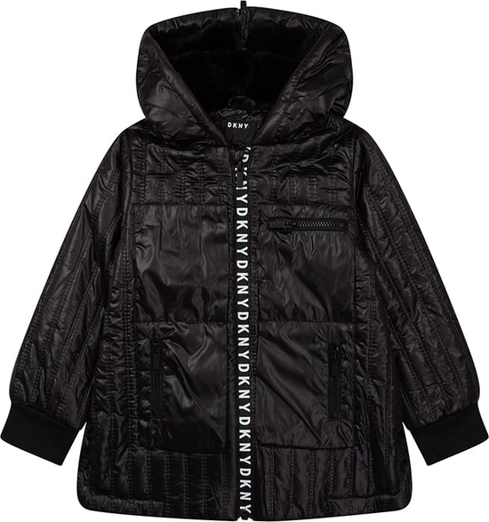Czarny płaszcz dziecięcy DKNY