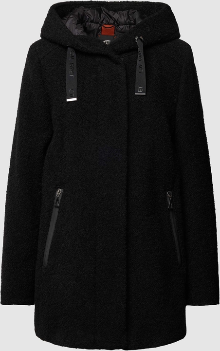 Czarny płaszcz Gil Bret z kapturem z wełny