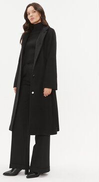 Czarny płaszcz Hugo Boss bez kaptura z wełny w stylu casual