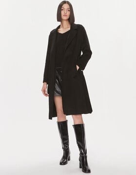 Czarny płaszcz Liu-Jo bez kaptura długi w stylu casual