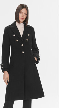 Czarny płaszcz Liu-Jo w stylu casual długi bez kaptura