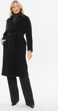 Czarny płaszcz Marella bez kaptura z wełny w stylu casual