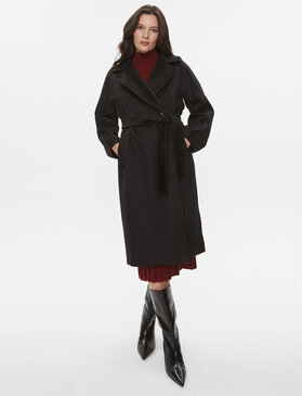 Czarny płaszcz MaxMara w stylu casual bez kaptura z wełny