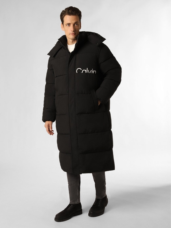 Czarny płaszcz męski Calvin Klein w stylu casual