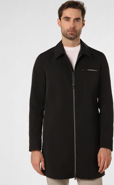 Czarny płaszcz męski Finshley & Harding w stylu klasycznym