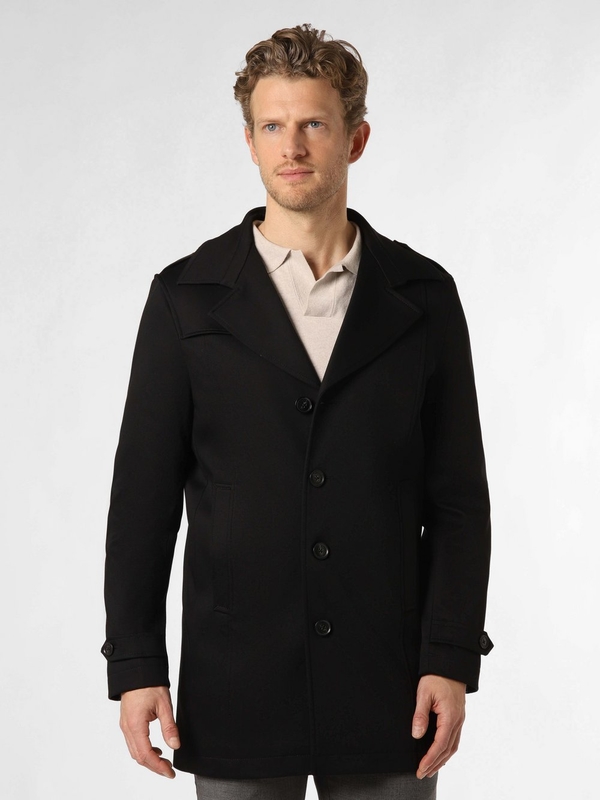 Czarny płaszcz męski Finshley & Harding z bawełny