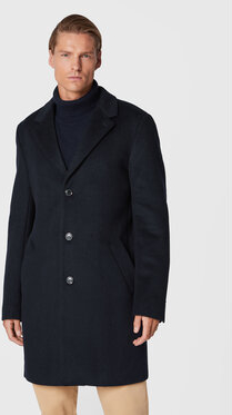 Czarny płaszcz męski Gino Rossi z wełny