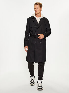 Czarny płaszcz męski Hugo Boss w stylu casual