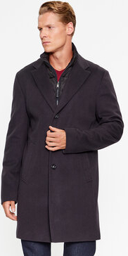 Czarny płaszcz męski Hugo Boss z wełny