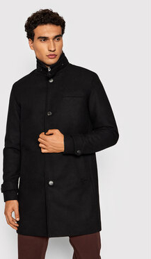 Czarny płaszcz męski Jack&jones Premium z wełny