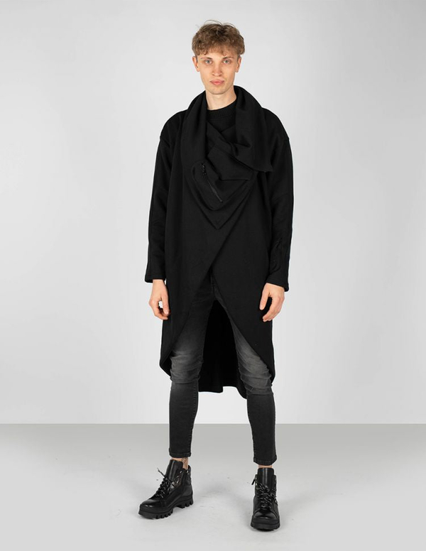 Czarny płaszcz męski La Haine Inside Us z tkaniny w stylu casual