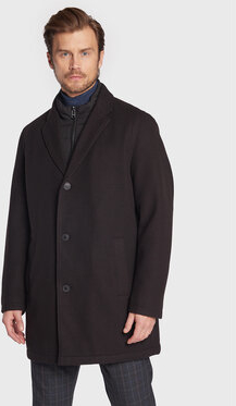 Czarny płaszcz męski Pierre Cardin