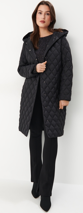 Czarny płaszcz Mohito w stylu casual bez kaptura krótki