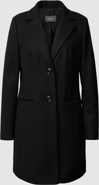 Czarny płaszcz Montego w stylu casual bez kaptura