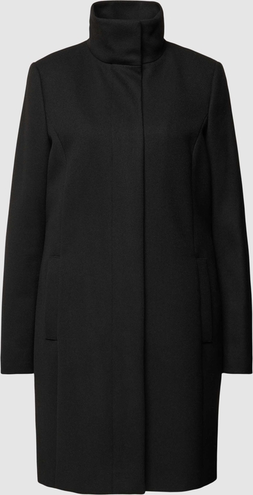 Czarny płaszcz Montego z wełny bez kaptura w stylu casual