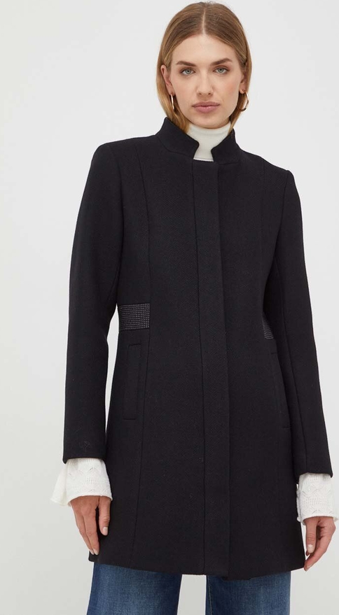 Czarny płaszcz Morgan bez kaptura w stylu casual krótki