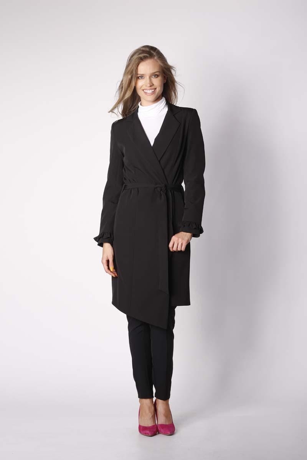 Czarny płaszcz Nommo w stylu klasycznym