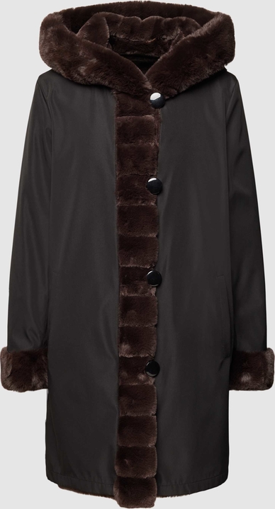 Czarny płaszcz Petite M. w stylu casual z kapturem dwustronna