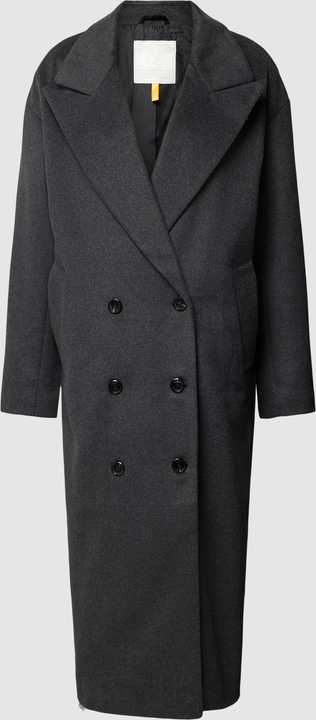 Czarny płaszcz Qs bez kaptura z wełny w stylu casual