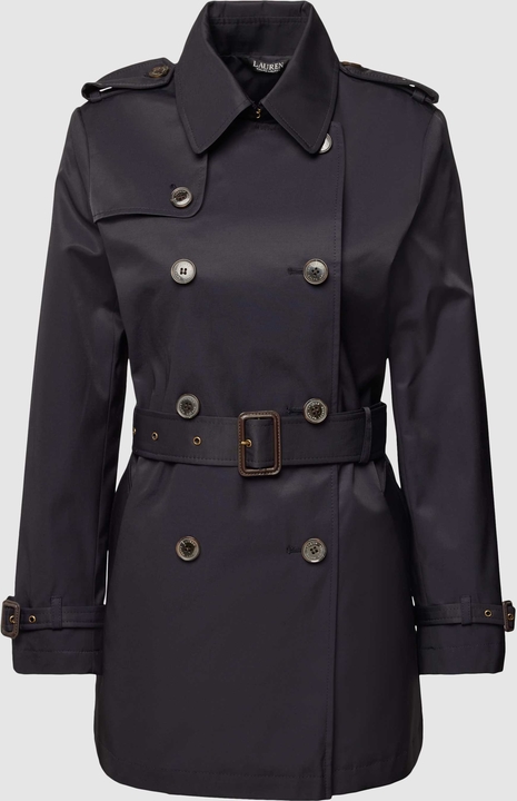 Czarny płaszcz Ralph Lauren bez kaptura z bawełny w stylu casual