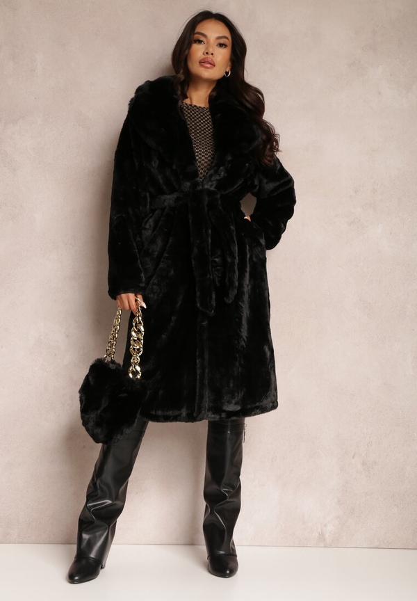 Czarny płaszcz Renee bez kaptura w stylu casual