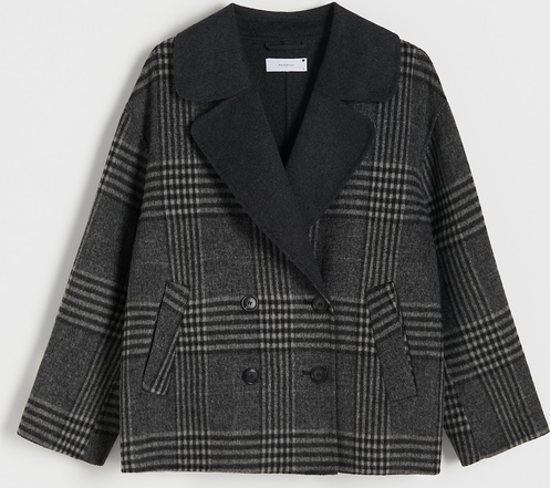 Czarny płaszcz Reserved w stylu casual bez kaptura