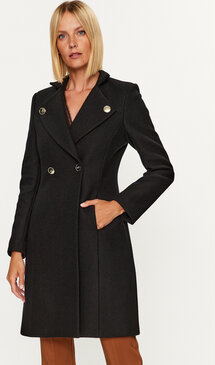 Czarny płaszcz Rinascimento z wełny w stylu casual krótki