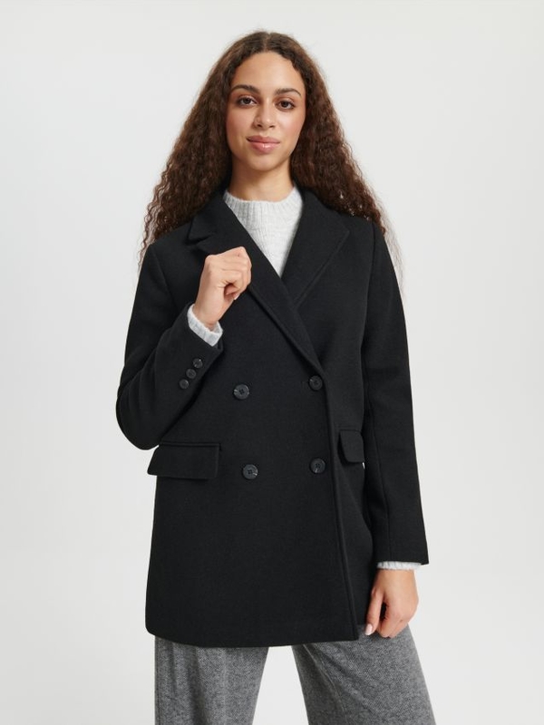 Czarny płaszcz Sinsay w stylu casual bez kaptura